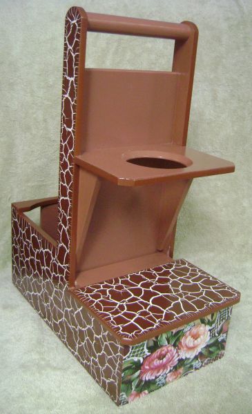 Porta Kit Chimarrão (Craquele Marrom c/ Flores)