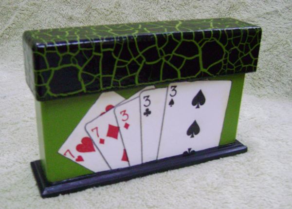 Porta Baralho Caixa (Craquele Preto c/ Verde)