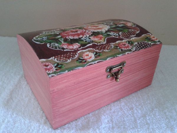 Baú G (Decoupage Flores c/ Pátina Salmão