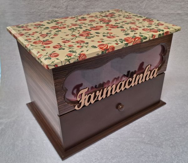 Farmacinha G (Decoupage Floral) Marrom