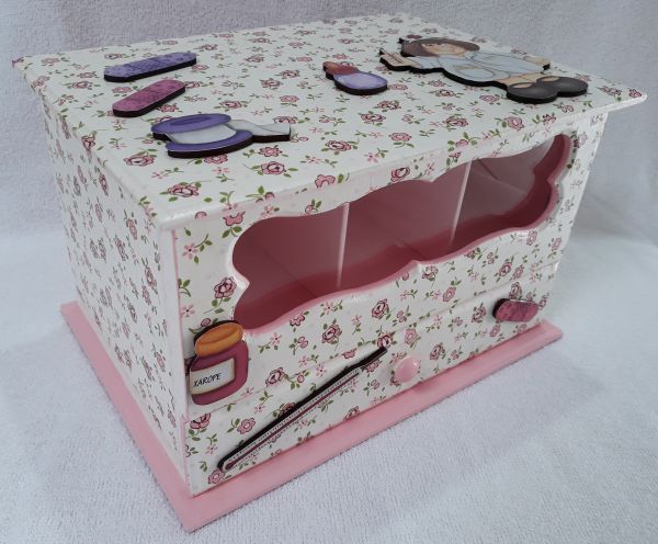Farmacinha G com Vidro (Decoupage/Remédios)