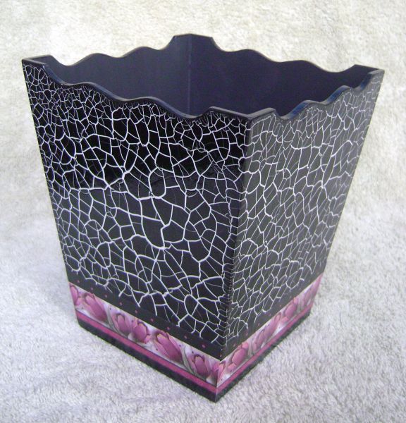 Cachepô (Craquele Preto c/ Tulipas)